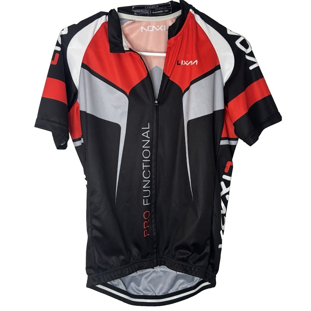Lixada Mens Pro Functional Cycling Jersey Red Black White Size EU S Small Zip Up - Picture 3 of 12